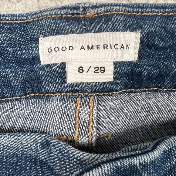 Good American Cigarette Jeans Womens 8/29 Distressed Stretch Shark Bite Hem - Picture 2 of 10